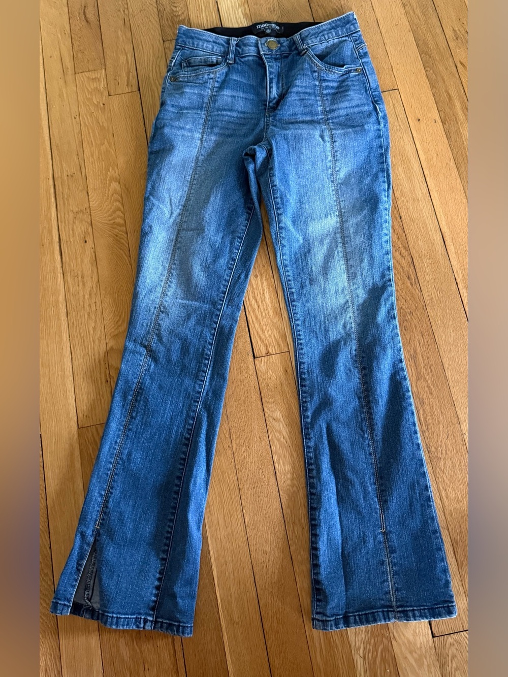 Mac and Me Women's Blue Denim Flared Jeans Size 4